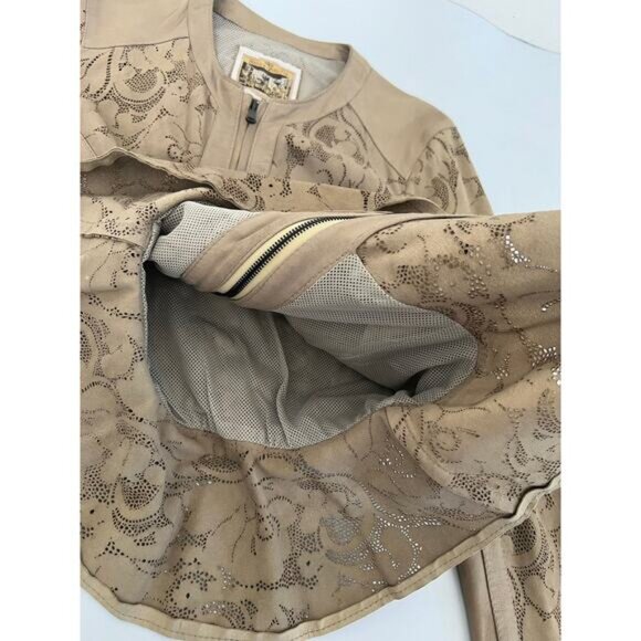 Vintage Vera Pelle Womens 8 Jacket Antica Pelleria Real Italian Leather Silk - Picture 14 of 16